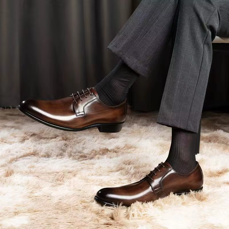 Chaussures en cuir Oxford à lacets pour hommes