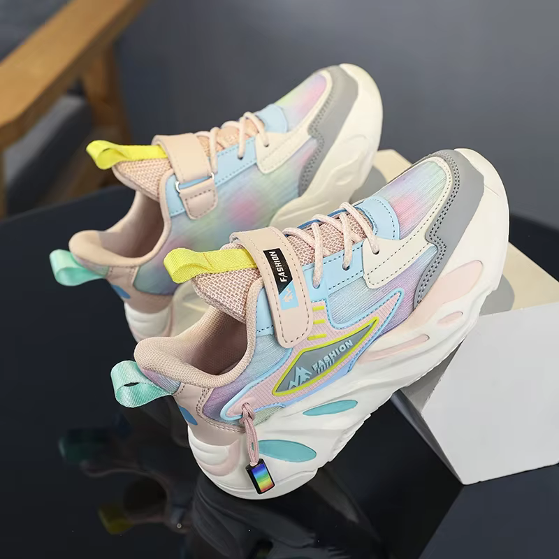 Nouveaux enfants filles baskets respirant maille chaussures de course léger semelle souple