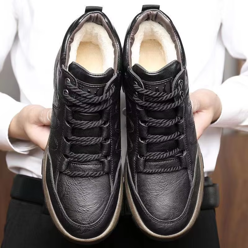 Baskets d'hiver montantes doublées en cuir pour hommes