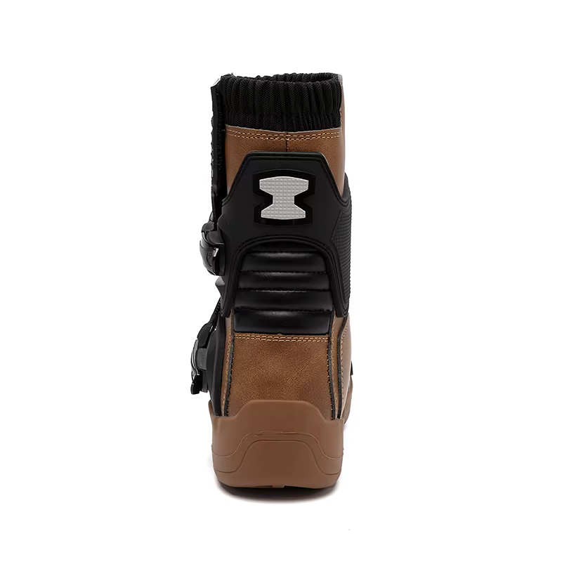 Bottes de moto en cuir imperméables pour hommes