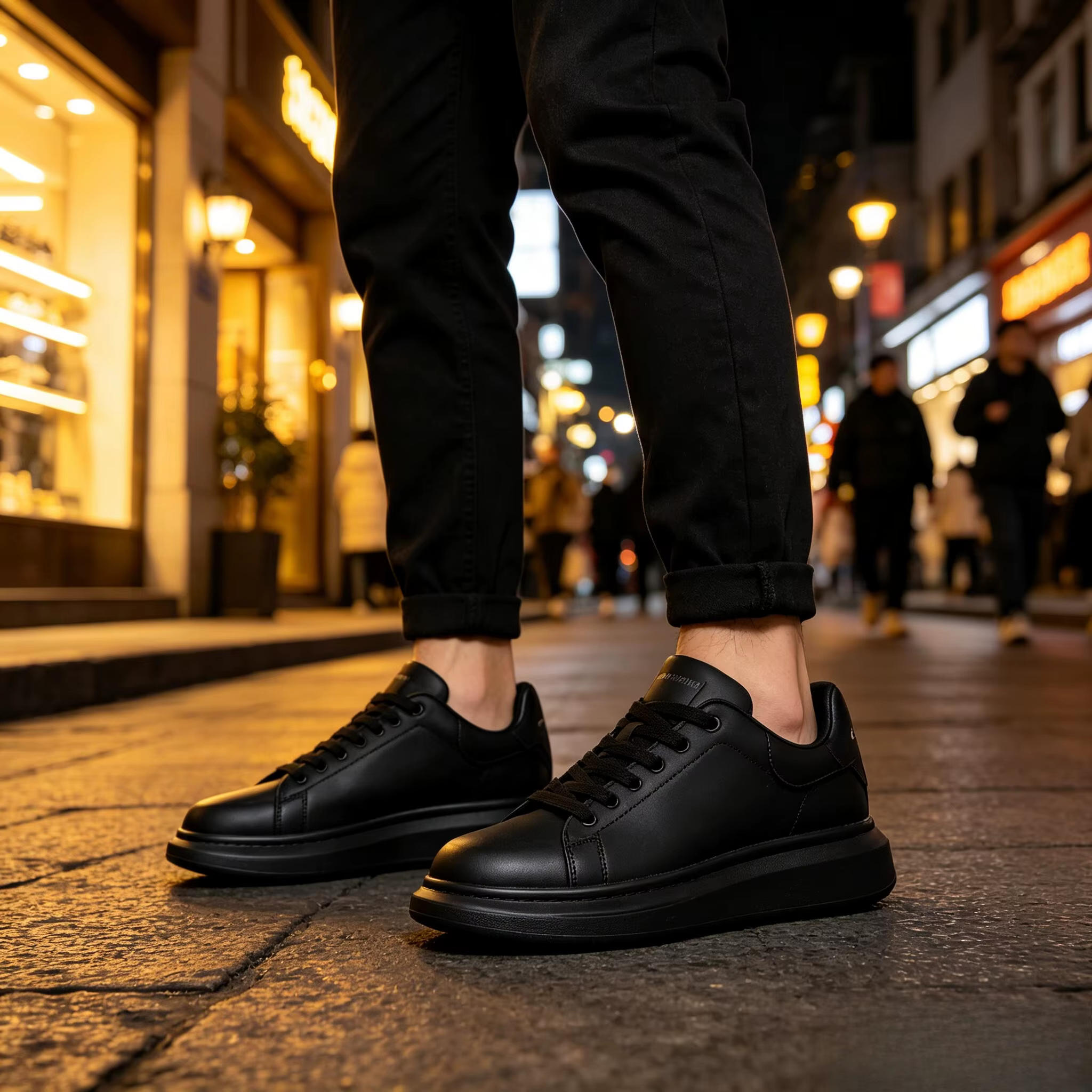 Sneakers plateforme blanches de luxe pour hommes