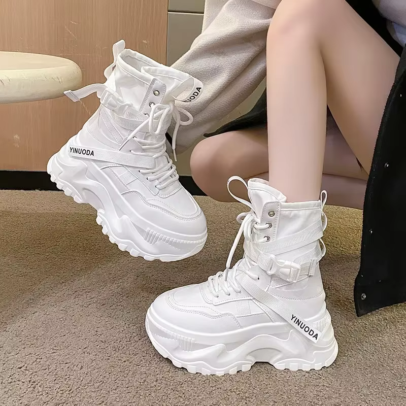 Bottes de moto à plateforme épaisse pour femmes