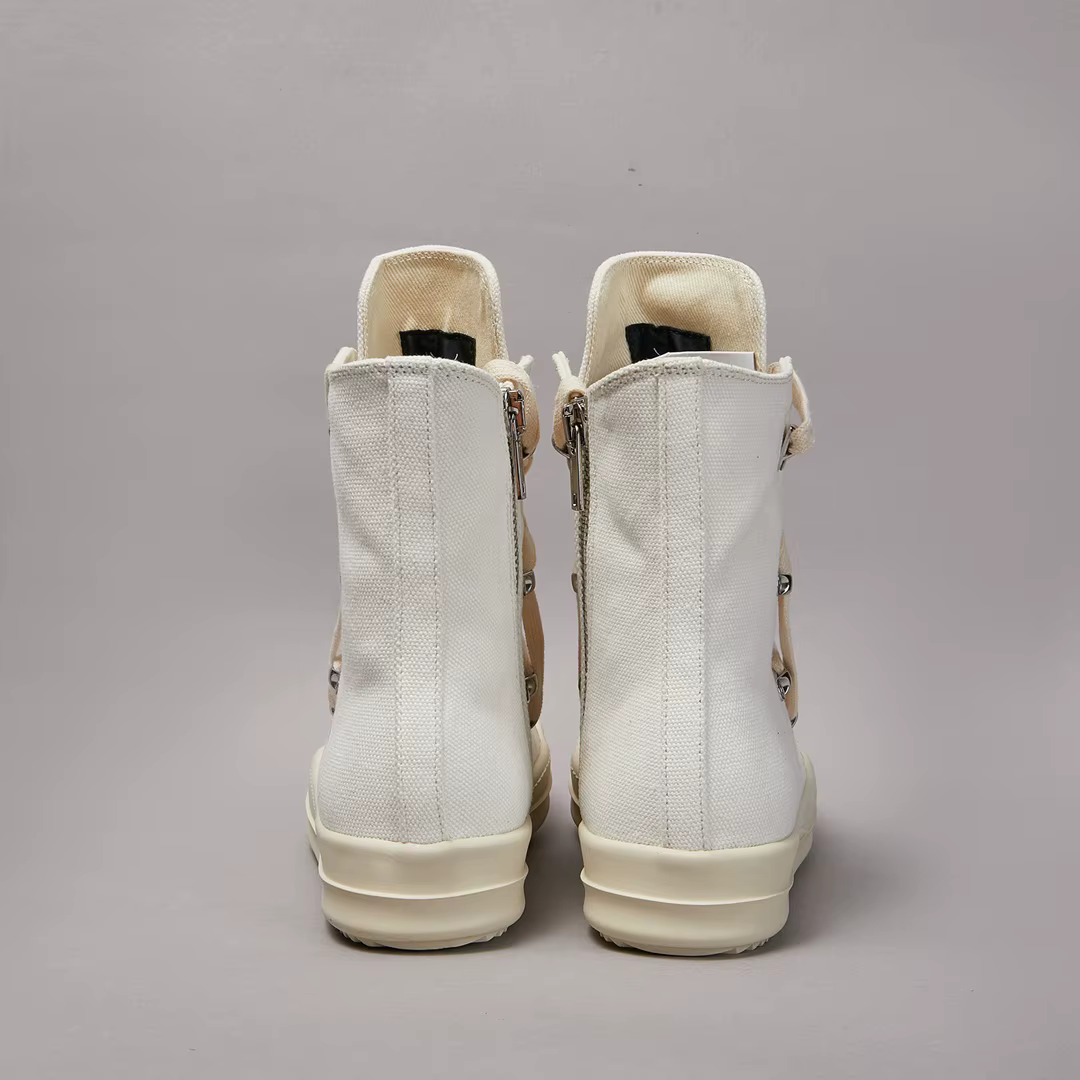 Baskets montantes en toile blanches pour femme
