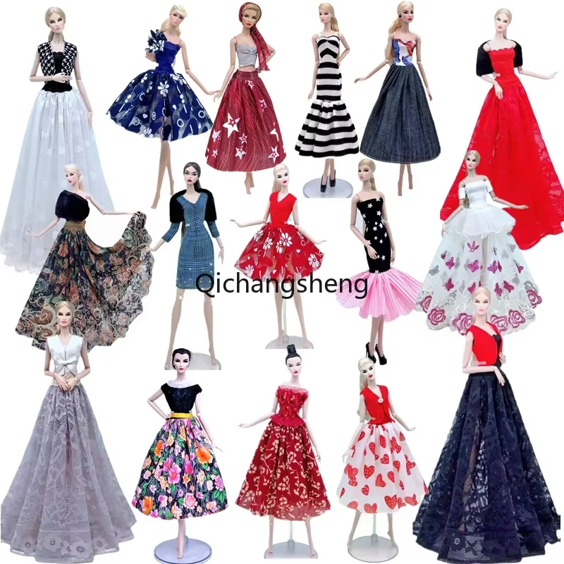 Accessoires de poupées BJD 1/6 pour vêtements Barbie, tenues, robe en dentelle florale, chemise, jupe, robe de soirée princesse, accessoires de poupées de 11.5 pouces