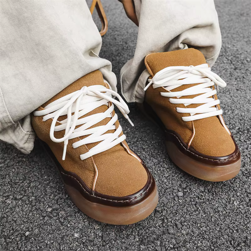 Chaussures de skateboard en cuir suédé pour hommes