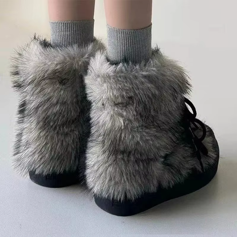 Fourrure femmes neige bottines appartements plate-forme chaussures chaudes femme concepteur hiver nouvelle tendance en peluche décontracté confortable baskets