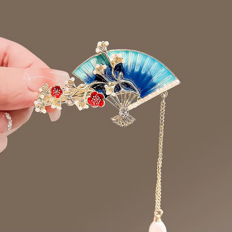 Accessoires de cheveux de style ancien pour femmes, design en forme d'éventail, pince latérale, pince élégante pour frange, épingle à cheveux, ornement capillaire