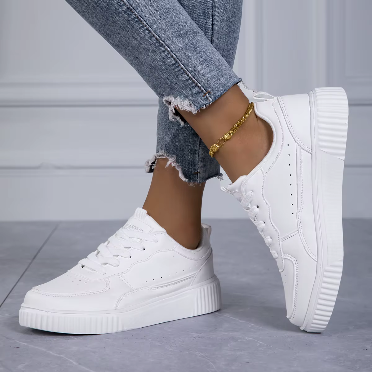 Baskets blanches décontractées pour femmes