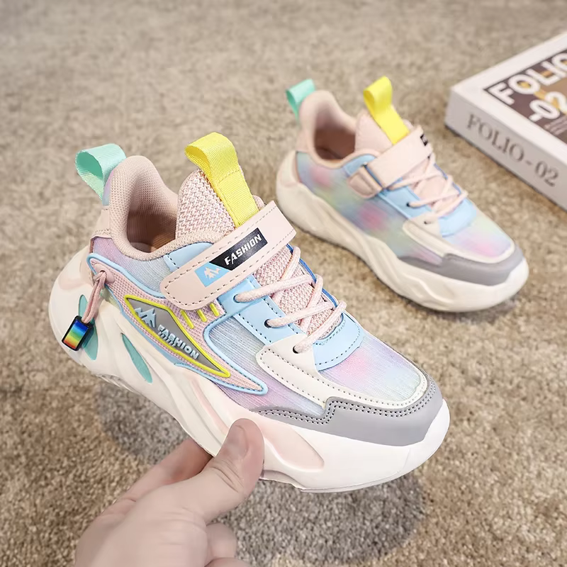 Nouveaux enfants filles baskets respirant maille chaussures de course léger semelle souple