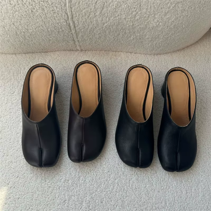 Nouvelles mules Tabi à bout fendu 2026 en cuir véritable