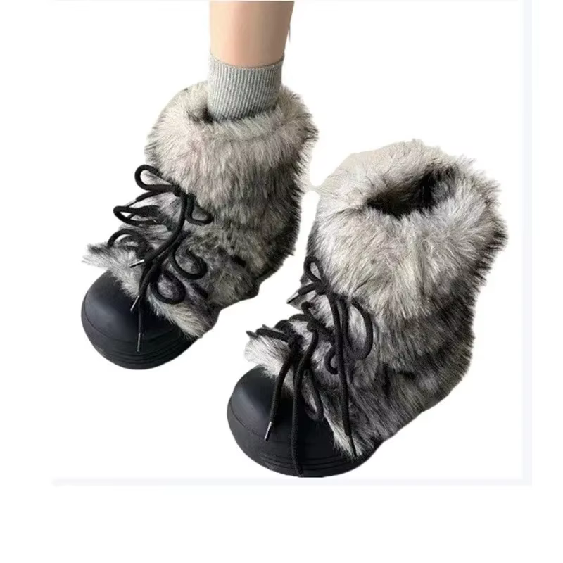 Fourrure femmes neige bottines appartements plate-forme chaussures chaudes femme concepteur hiver nouvelle tendance en peluche décontracté confortable baskets