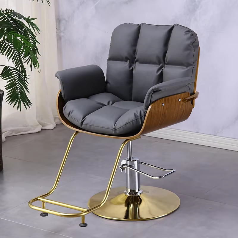 Chaise de barbier noire esthétique, chaise de salon de beauté rétro classique, équipement de cheminée, meubles