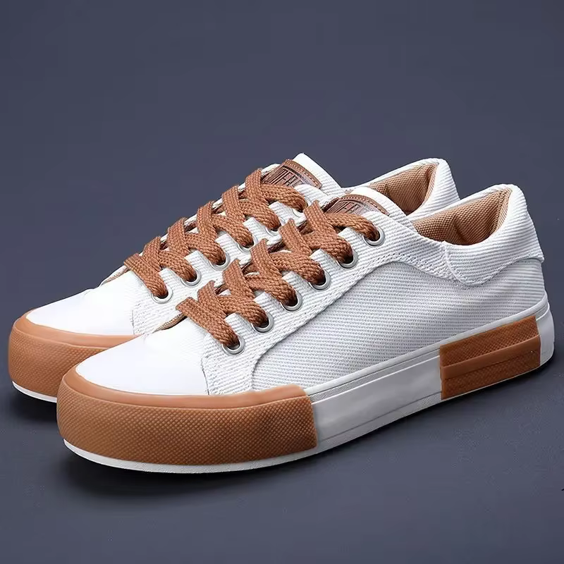 Hommes toile chaussures décontracté à lacets baskets mode d'été respirant vulcaniser