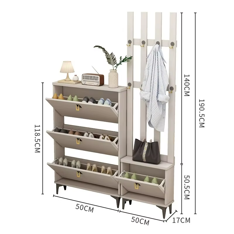 Meuble à chaussures italien avec portes et assise