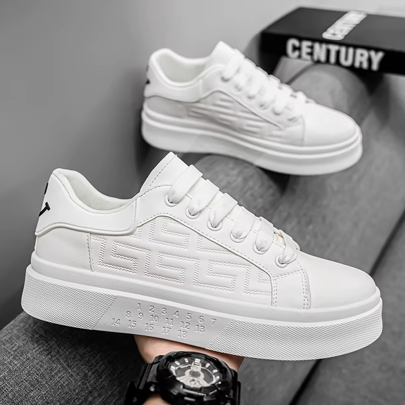Baskets plateforme respirantes pour hommes – Collection été-automne 2026 – Chaussures de sport décontractées blanches confortables à lacets