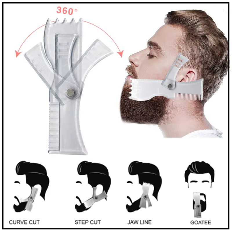 Kits de mise en forme de barbe, ensemble de coupe de moustache antidérapant réglable, modèle professionnel pratique pour poils du visage, fourniture de gadgets