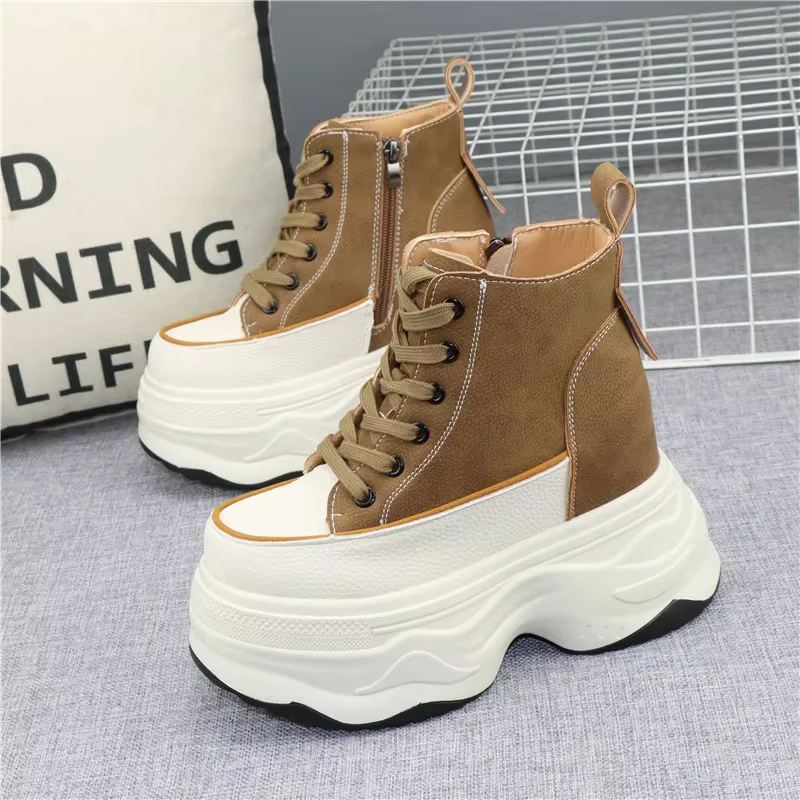 Chaussures à Semelle Compensée en Cuir pour Femme