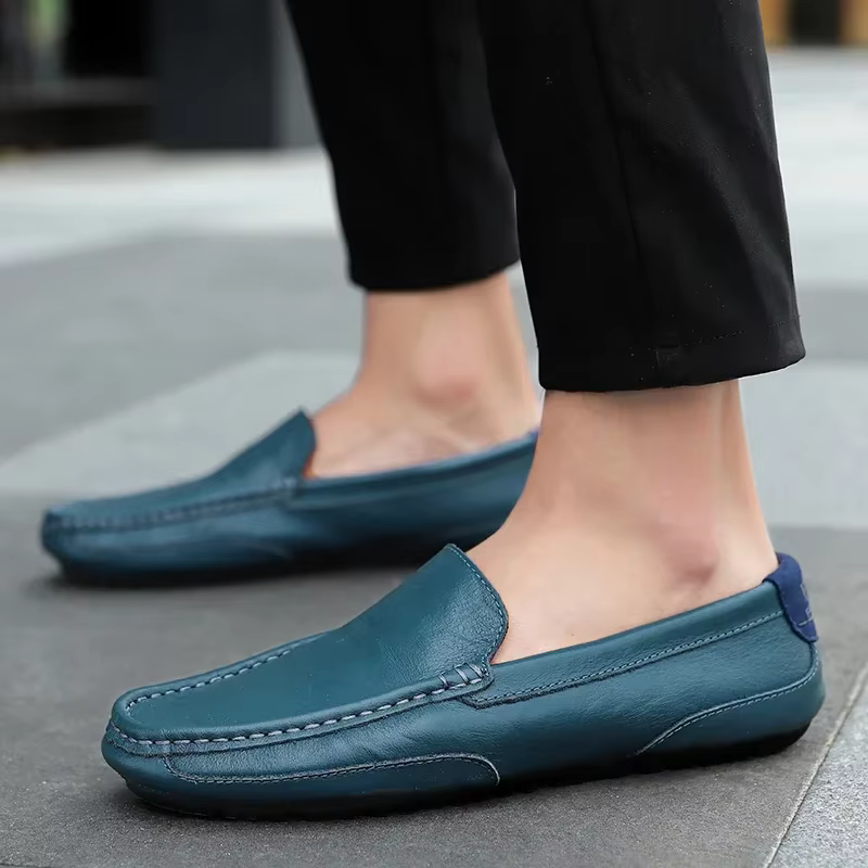 Nouvelles Mocassins en Cuir Respirantes pour Hommes – Chaussures Décontractées et Habillées Italiennes à Enfiler pour la Conduite
