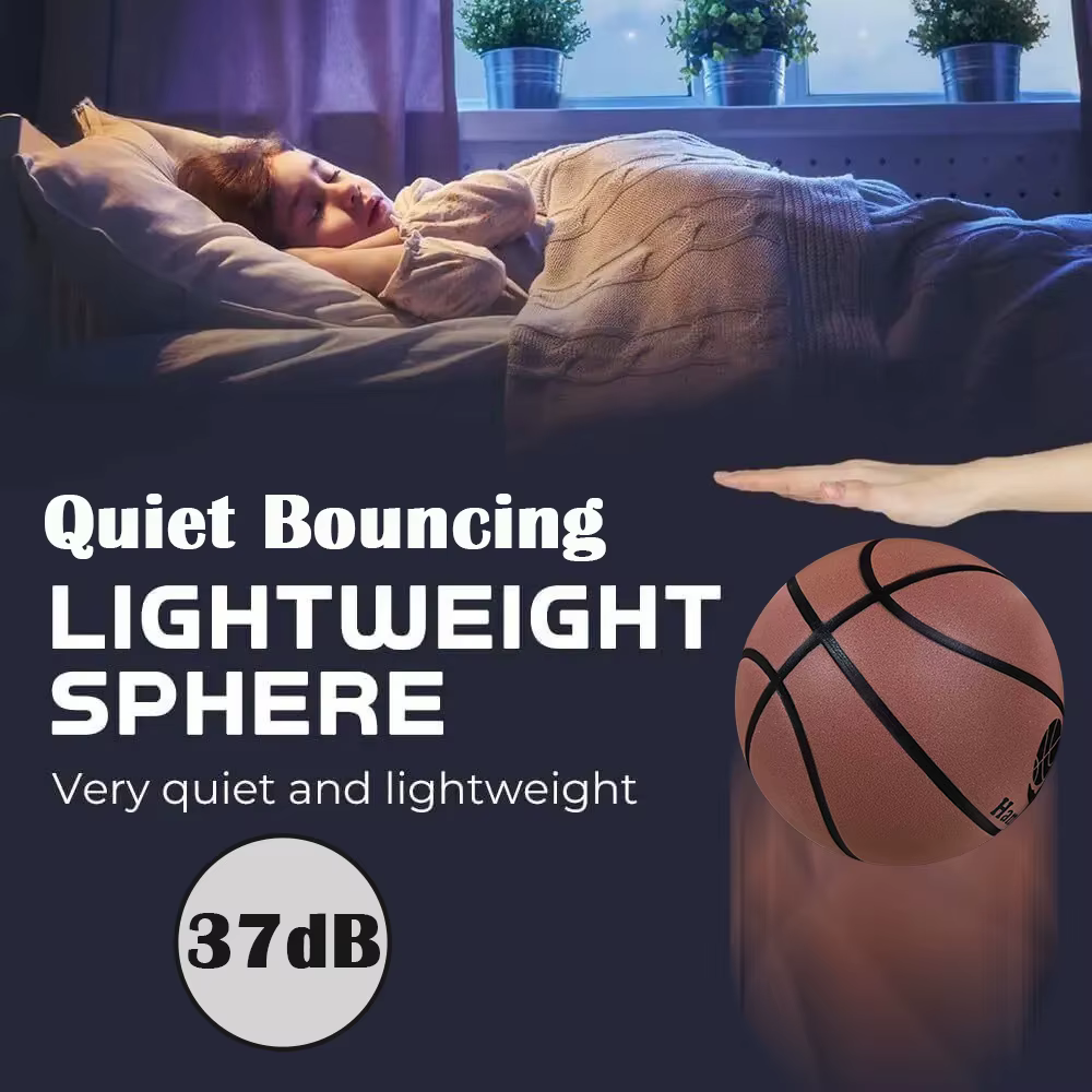 Balle de basket-ball rebondissante muette taille Standard 7 (29.7 pouces) 350g pratique de dribble en intérieur balle silencieuse basket-ball universitaire rebond silencieux
