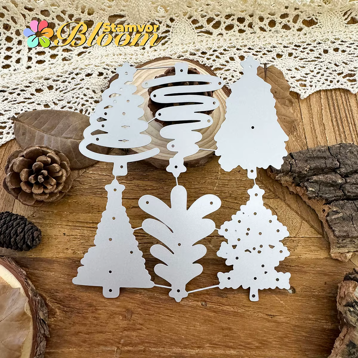 Original beaux 6 Styles d'arbres de noël avec étoiles matrices de découpe en métal Scrapbooking gaufrage décoratif