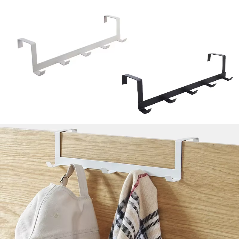Crochets sur la porte, 5 crochets, support de rangement suspendu pour clés de maison, vêtements, manteau, chapeau, porte-serviettes, organisateur, accessoires de salle de bains et de cuisine