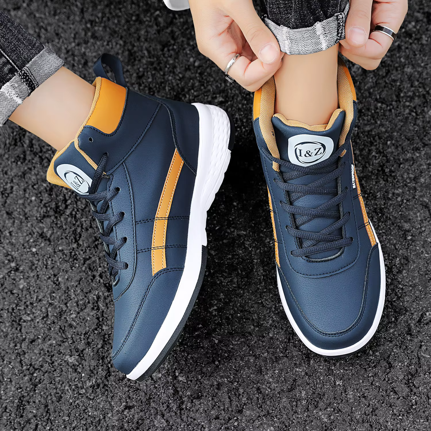 Baskets en cuir PU pour hommes