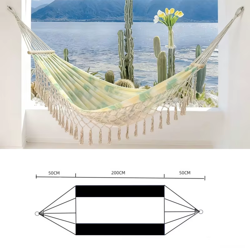 Hamac à franges de style bohème pour la détente à la maison, sur le balcon, dans la cour ou dans le jardin. Hamac suspendu pour le camping en plein air