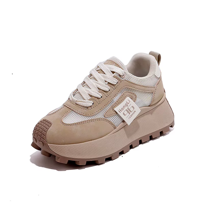 Grosses automne nouvelles femmes chaussures Csaual baskets de course mode à lacets Patchwork en cuir Sneaker