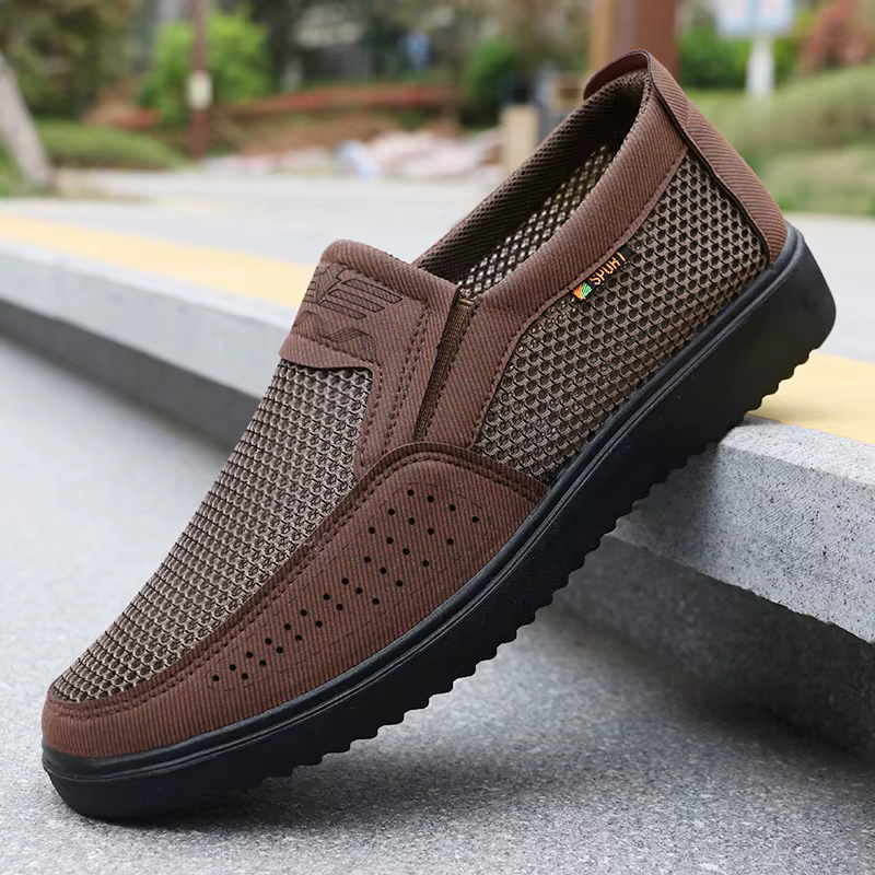 Chaussures décontractées à enfiler respirantes pour hommes – Baskets de marche basses légères pour l'extérieur