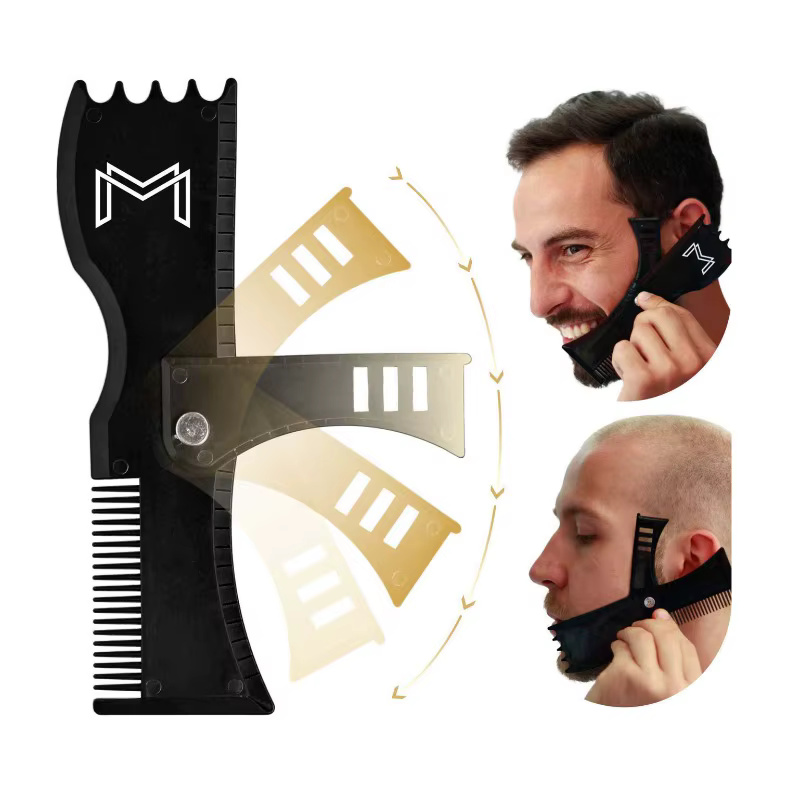 Kits de mise en forme de barbe, ensemble de coupe de moustache antidérapant réglable, modèle professionnel pratique pour poils du visage, fourniture de gadgets