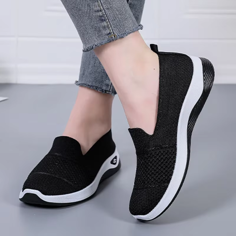 2025 respirant talon compensé mocassins femmes printemps été sans lacet tricoté chaussures de sport femme anti-dérapant
