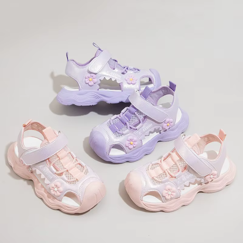 Sandales d'aventure recyclées pour petites filles 2026 – Nouvelles chaussures de plage épaisses pour enfants