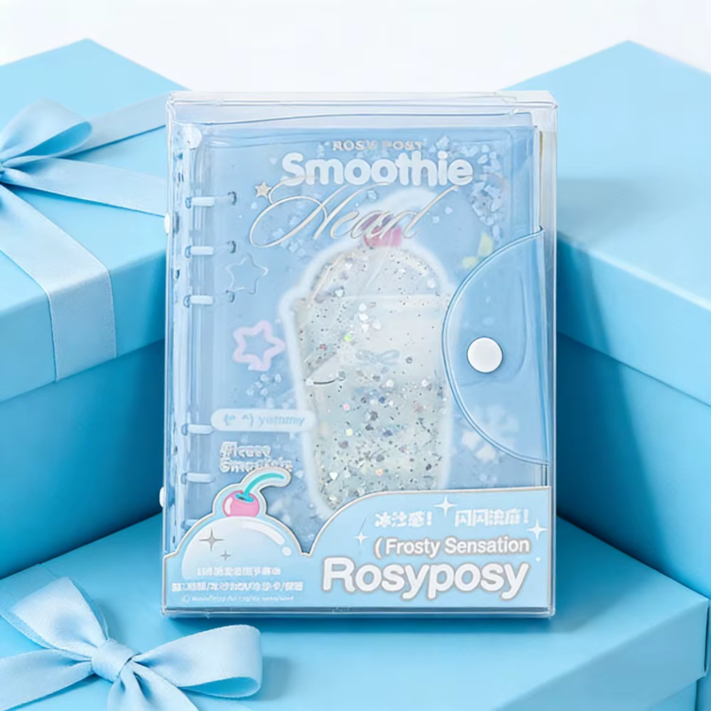 Carnet de notes INS Style Summer Smoothie, transparent avec paillettes et sable mouvant, pour bureau, école, journal, agenda, bloc-notes, cadeaux