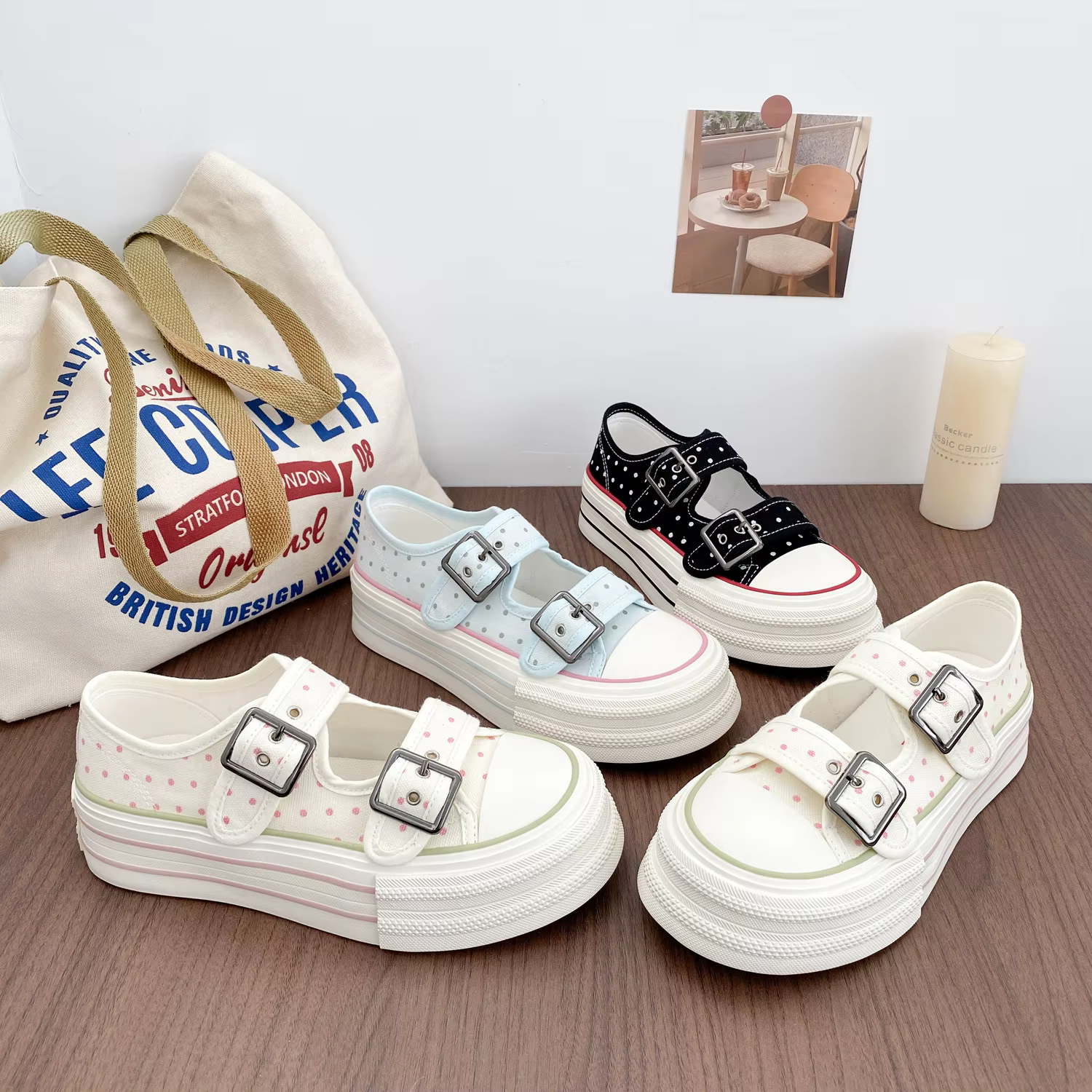 Nouvelles Chaussures Montantes en Toile Mary Jane pour Femme 2026 avec Bride à Boucle – Baskets Vulcanisées