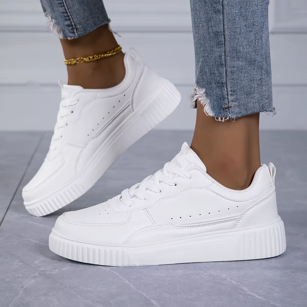 Baskets blanches décontractées pour femmes