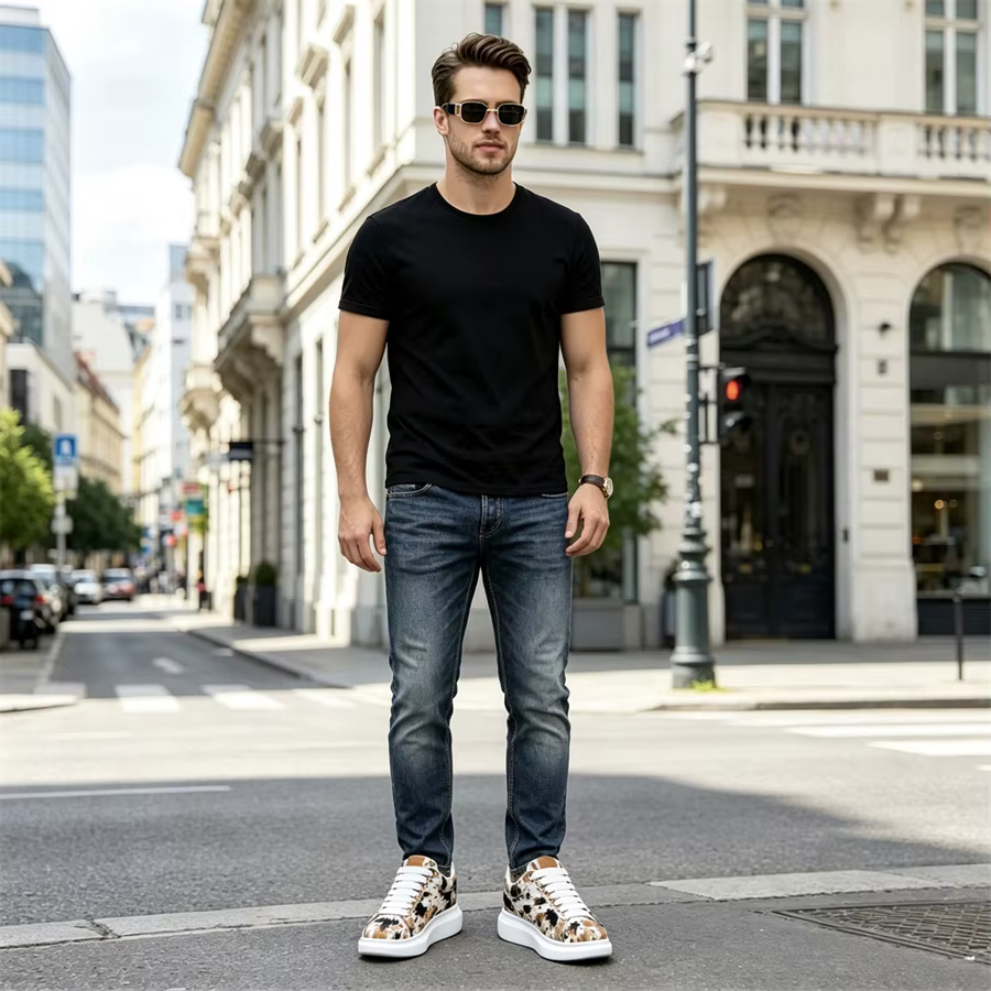 Baskets de luxe à plateforme pour homme