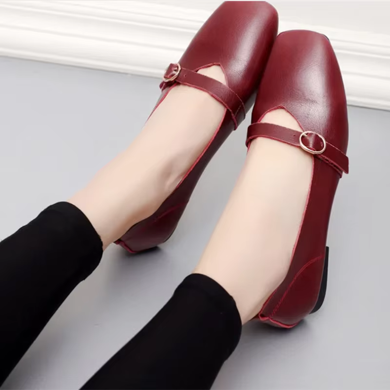 Chaussures Plates en Cuir group pour Femme