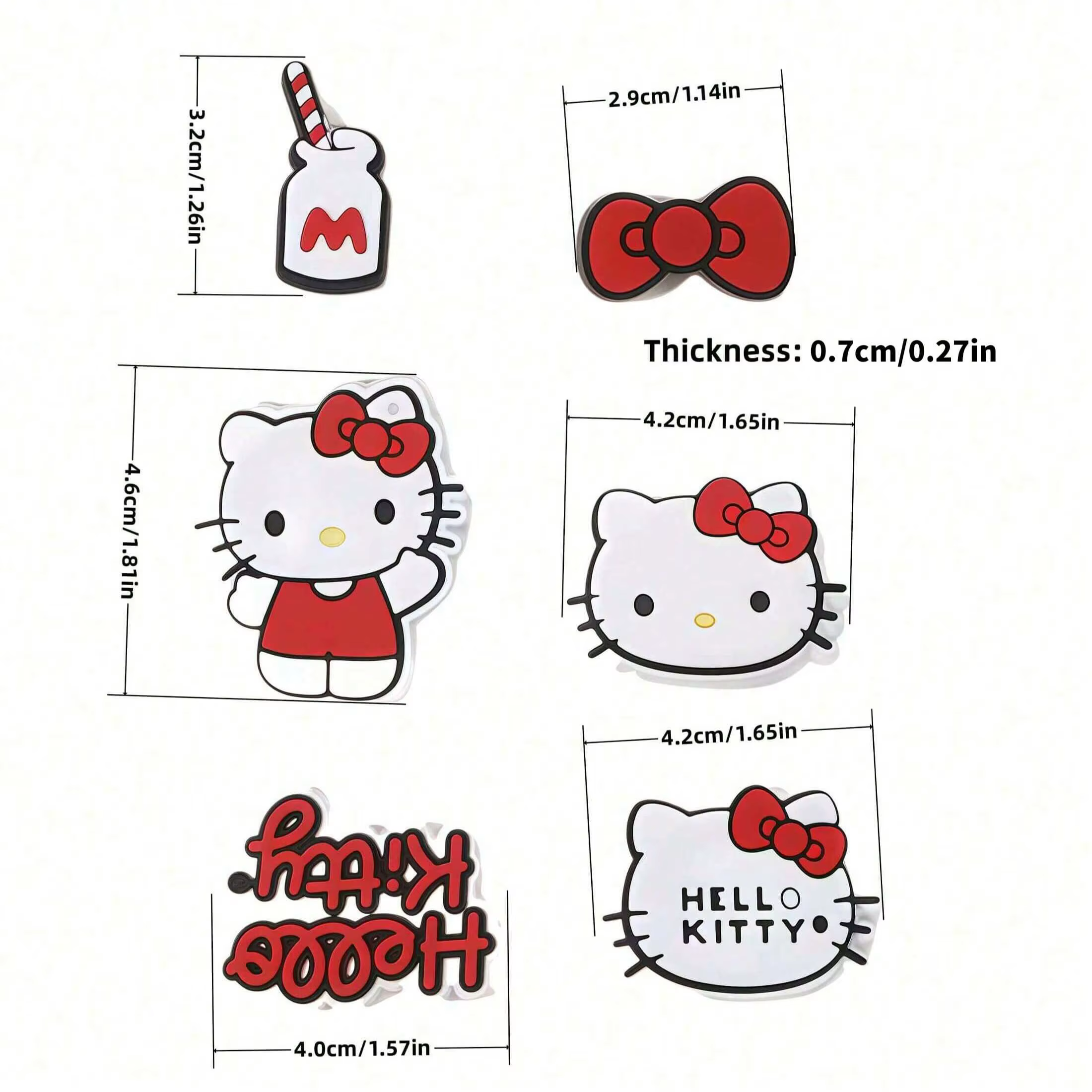 6/12 pièces Décorations de chaussures Hello Kitty - Accessoires 3D mignons