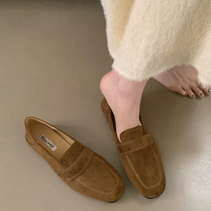 2025 nouvelle marque femmes chaussures plates bout rond peu profond sans lacet dames
