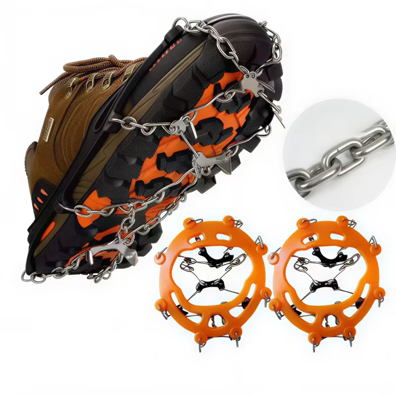 Crampons antidérapants TOSUOD à 19 pointes pour chaussures, randonnée en plein air, escalade, crampons à neige, chaîne en acier inoxydable, acier au manganèse