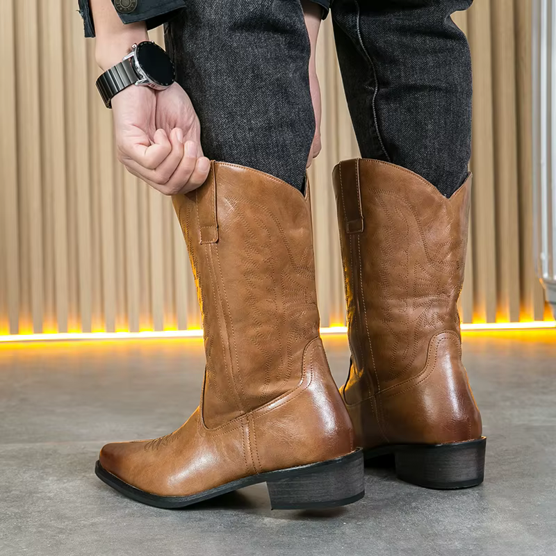 Bottes de travail à bout pointu de style anglais pour hommes