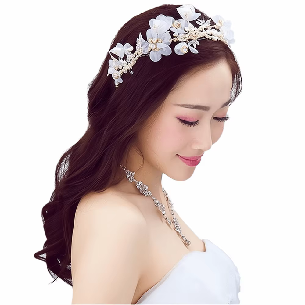 Accessoires pour cheveux, coiffure de mariée blanche, perle de forêt, bandeau de photographie, fleur, Style coréen, accessoires pour cheveux de mariage pour femmes