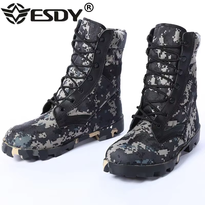 Bottines de Camouflage en cuir véritable pour hommes