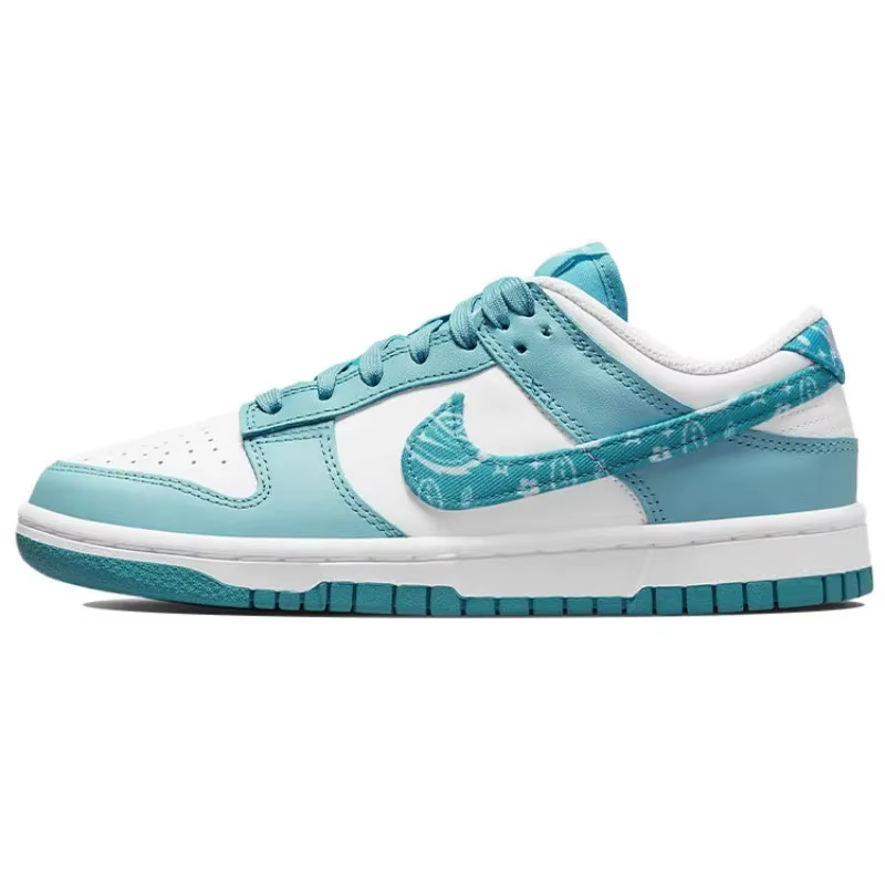 Nike Dunk Low ESS Blue Paisley White Worn