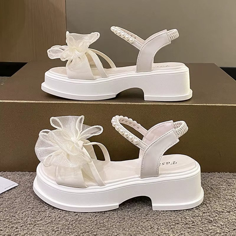 Dames chaussures en vente 2025 été nouvelle mode Bow femmes sandales polyvalent moderne quotidien