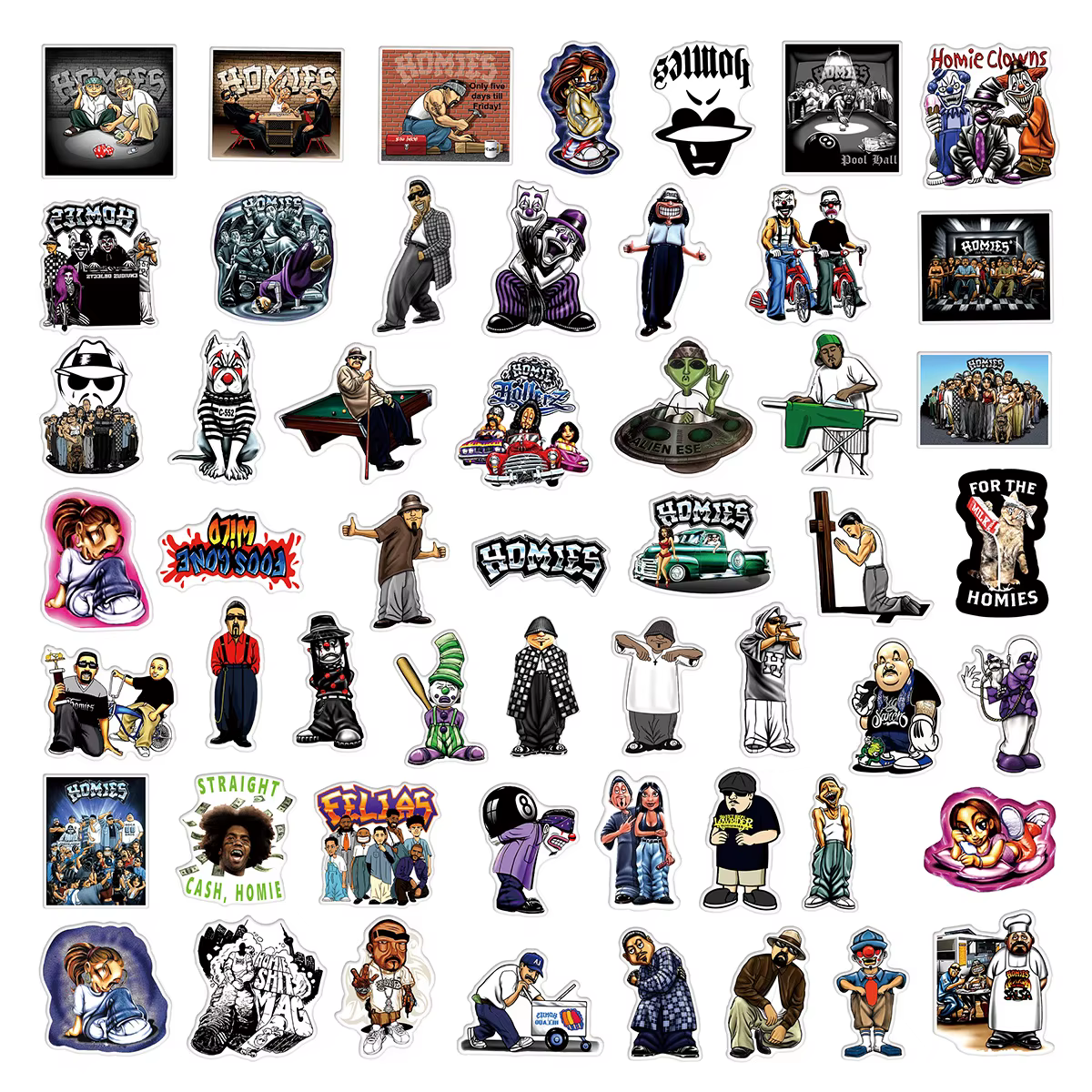 Zones ies-Autocollants étanches en vinyle esthétique, Cool Graffiti, Hip Hop, Bro, DIY Sticker, Phone, JELaptop, 50PCs