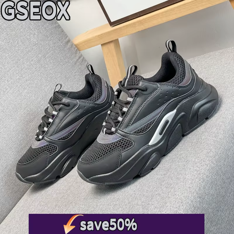 GSEOX Chaussures de sport décontractées à semelles épaisses pour hommes et femmes avec sangles en maille élastique