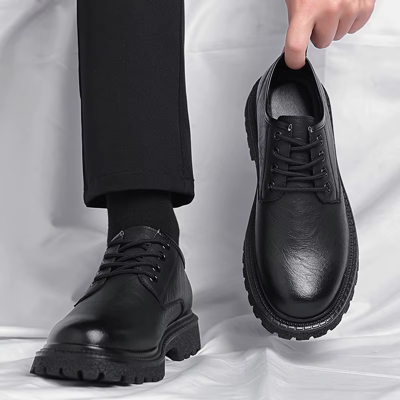Bottes de travail en cuir marron pour hommes