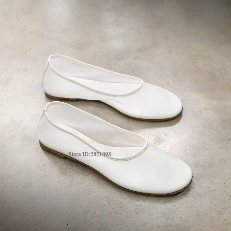 Ballerines en maille blanc pur Tulle chaussures pour femmes respirant sans lacet ballerine bout rond confortable quotidien décontracté travail robe chaussure