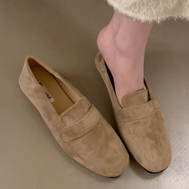 2025 nouvelle marque femmes chaussures plates bout rond peu profond sans lacet dames